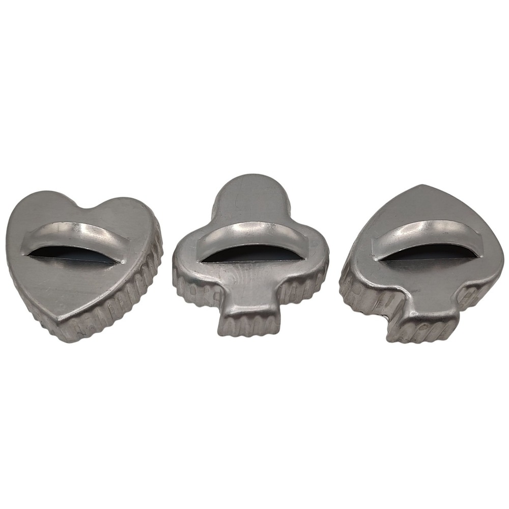 Vintage Metal Cookie‎ Cutters with Handles Heart Club Spade Baking Set of Three